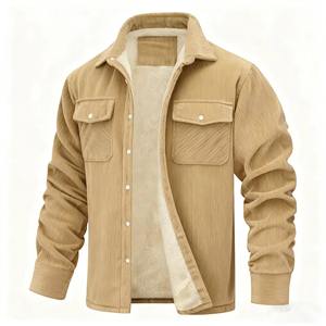 แจ็คเก็ตคอร์ดูรอยผู้ชายแบบ OEM สั่งทำพิเศษ ผ้าฝ้าย 100% อุ่นสบายสำหรับฤดูหนาว โลโก้ด้านหน้า สไตล์ไฮสตรีท แจ็คเก็ตวาร์ซิตี้ แบรนด์ส่วนตัว ขายส่ง - Product Image 5