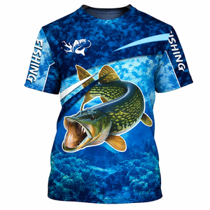 T-shirt à manches courtes imprimé pêche 3D, maillot de pêche, vêtements de pêche, vêtements d'extérieur, haut à manches courtes, maillots - Product Image 1