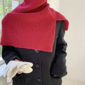 Ribbed Knit <b>Square</b> <b>Scarf</b> Women Winter Solid Color Neck Cover Daily Wear Black Coat Accessory - Product Image 1
