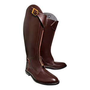Botas de equitación de color sólido, de cuero sintético, con punta cerrada y diseño de cremallera para uso ecuestre. - Product Image 4