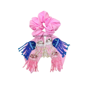 Coletero de Pelo Hecho a Mano con Flecos de Coral y Cuentas, Bordado de Perlas de Cristal, Estilo Dulce, Regalo para Fiestas y Ocasiones, Accesorio de Moda para el Cabello - Product Image 1