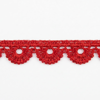 Dentelle Guipure Rouge GPO de Luxe Fantaisie Écologique 12mm, Vente Directe Usine, Motif Géométrique, 20 Mètres, pour Saree et Dupatta de Saison Automne