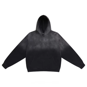 Sweat-shirt à capuche tendance effet délavé vintage, coupe oversize, streetwear, pull déchiré et délavé, vêtement décontracté, vêtements personnalisés - Product Image 1