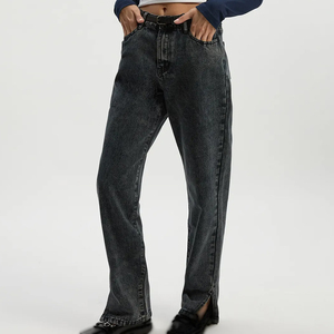 Jeans de Mezclilla Casuales Rectos para Mujer, Estilo Desgastado con Cuentas, Tallas y Colores Personalizables - Product Image 2