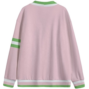 Cardigans de sororité personnalisés à col en V, manches longues, roses et verts unis, brodés du logo, tricotés, décontractés, boutonnés, écologiques - Product Image 2