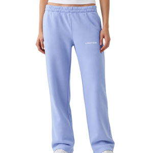 Women Light Blue Fleece Sweatpants Drawstring <b>Elastic</b> <b>Waist</b> Straight Leg Relaxed Fit Casual Soft Winter Lounge <b>Trousers</b> - Product Image 1