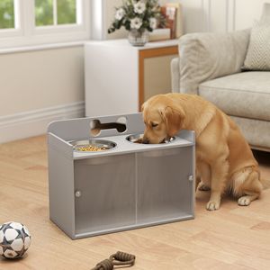 Ciotole Slow Feeder per cani di taglia grande con ciotola in acciaio inossidabile e supporto portaoggetti in grigio - Product Image 2