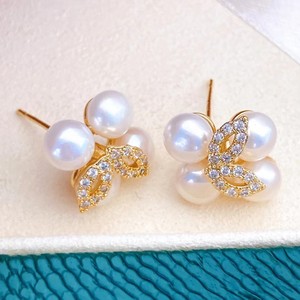 Boucles d'oreilles à clous en perles d'eau douce naturelles de 5 à 6 mm, célèbres sur Internet, plaquées or 14 carats, même design de bijoux que l'original - Product Image 3