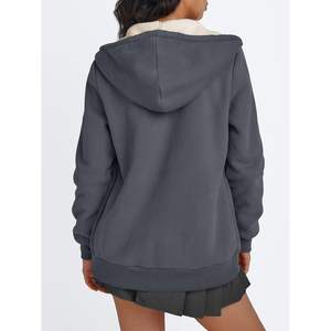 Sweats à capuche zippés à manches longues à la mode pour femmes manteaux d'hiver doublure polaire pull sweats pour l'automne vêtements d'hiver élégants - Product Image 5