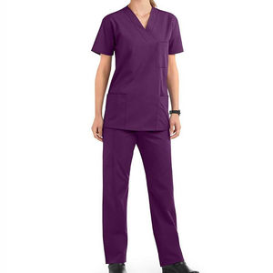Summer Hospital Scrubs Solid Red Color Scrubs Suits for Women V Neck Hospital Uniform Medical <b>Nurse</b> Suits Sets - Product Image 1