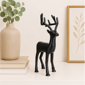 Nordic Style <b>Matte</b> Black Reindeer Ornament Elegant Aluminum Stag Figurine For Festive Tabletop Display Modern Animal Showpiece - Product Image 2