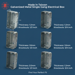 Boîte électrique rectangulaire en acier galvanisé robuste, simple gang, anti-corrosion, pour systèmes électriques - Product Image 4
