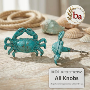 Poignée de meuble en fonte turquoise Ba Turquoise Crab, style côtier moderne, pour tiroir, armoire, commode, cuisine et chambre, installation facile - Product Image 3
