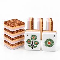 Tuiles de Mahjong américaines en acrylique à motif floral cuivré, ensemble de 160 pièces avec dos à motifs cuivrés pour jeux de société et tables de club