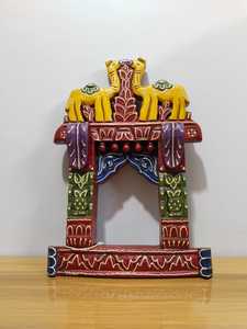 Handcrafted Wooden Jharokha Frame | Antique Finish Decorative Wall Temple | Traditional Indian Carved <b>Window</b> <b>Panel</b> - Product Image 2