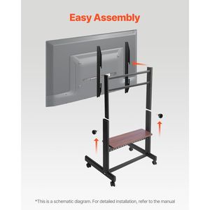 Supporto TV Mobile Regolabile in Altezza con Ruote per Schermi da 55-100 Pollici, Carrello Portatile per Monitor con Vassoio da 205L, Supporti e Carrelli per TV - Product Image 6