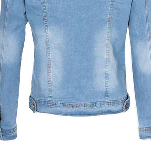 Women's Light Blue Denim <b>Trucker</b> <b>Jacket</b> Full Sleeve Button Front Turn-down Collar Washed Cotton Spring Wear - Product Image 5