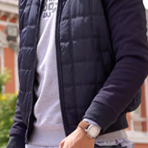 Chaqueta Acolchada Azul Marino para Hombre, Cuello Alto, Cierre de Cremallera, Informal, Resistente al Viento, Relleno de Poliéster, para Otoño - Product Image 2