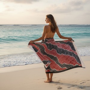 Batik Beach Sarong Women Lightweight Summer Pareo Wrap <b>Skirt</b> Indonesian Traditional Batik Motif <b>Bikini</b> Cover Up Swimwear Fabric - Product Image 2