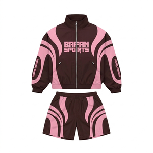 Premium 120 GSM Lightweight Nylon Women Windbreaker Short Set <b>White</b> Blue Breathable Hooded Design Custom Print Logo Activewear - Product Image 2