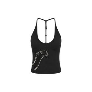 White Tank <b>Top</b> with Black Stripes And Yellow Floral Embroidery Sleeveless Daily Wear Breathable Cotton Fabric Spring/Summer Wear - Product Image 2
