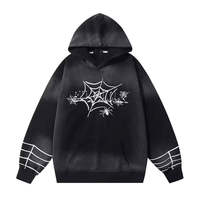 Sweat à capuche pour homme TITAN TREAD WEAR, motif toile d'araignée tie-dye rose, manches régulières, en polaire, style hiver, design dégradé sur le devant