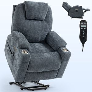 Poltrona Reclinabile Elettrica in Ciniglia Resistente fino a 160 kg con Massaggio a Vibrazione a 8 Punti e Meccanismo di Riscaldamento Lombare - Product Image 3