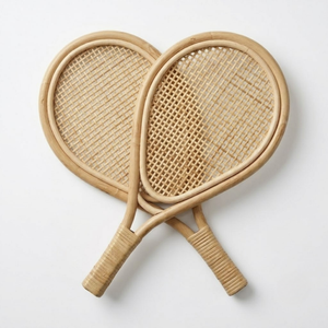 Natural Rattan Tennis Racket Kids Wall Hanging Handwoven Wicker Sport Toy for <b>Children</b> Playroom and Nursery Accessory - Product Image 1