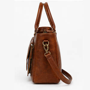 Sac à main pour femme en cuir véritable de luxe, imperméable, noir et marron, sac fourre-tout avec fermeture à glissière, style anglais - Product Image 1