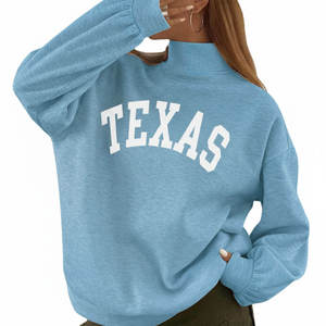Sweat-shirt bicolore à col montant pour femme en tissu molletonné Spandex/Coton, coupe oversize, haute qualité, service OEM, chaud, avec badge imprimé, pour l'hiver - Product Image 1