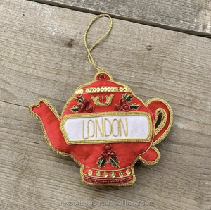 Alphabet personnalisé ornement brodé à la main perlé lettre L en acier inoxydable arbre de noël décoration suspendue festive - Product Image 3