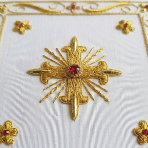 Cáliz Litúrgico Bordado a Mano, Cubierta de Altar de Iglesia Personalizada con Hilo de Oro, Tela para Ceremonia Religiosa Cristiana - Product Image 5
