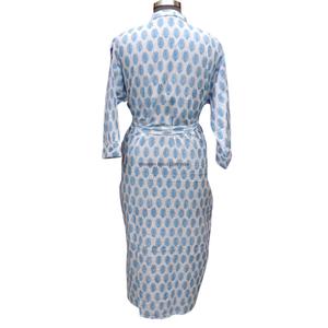 Kimono de Verano para Mujer, 100% Algodón, Estampado Floral, Ropa de Dormir Informal, Secado Rápido, Transpirable, Cuello en V, Mangas Largas, Cinturón - Product Image 6
