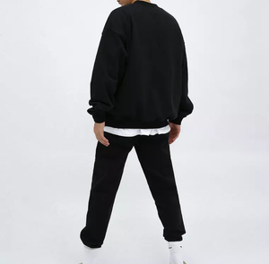Survêtements en coton 100 % écologiques, coupe ample unisexe, avec logo personnalisé sur le devant et cordon de serrage, collection automne – Vente en gros - Product Image 3