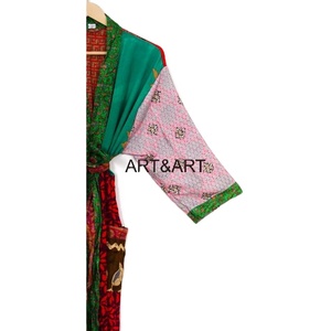 เสื้อคลุมผ้าไหมสไตล์วินเทจสุดหรูทำด้วยมือเสื้อคลุมอาบน้ำแบบอินเดียสำหรับสตรีชุดกิโมโนสำหรับคุณแม่ชุดชายหาดชุดคลุมบิกินี่ลูกไม้ฤดูร้อน - Product Image 4