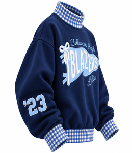 Sweat-shirt en molleton de coton pour femme, col montant, personnalisable avec logo brodé, coupe oversize, streetwear d'hiver, vente en gros - Product Image 2