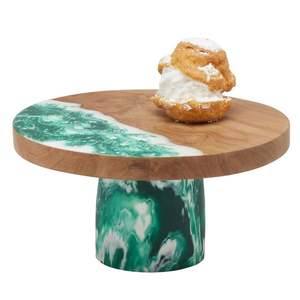 Resin Finishing Wooden <b>Cake</b> Stand Fruits <b>Cake</b> <b>Server</b> Round <b>Cake</b> Serving Stand Resin and Wood for Wedding and Birthday Parties - Product Image 4