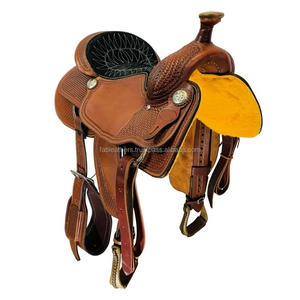 Sillín de caballo completo de cuero genuino de alta calidad hecho a mano con juego de tachuelas, lo mejor para un placer cómodo de montar y competir - Product Image 5