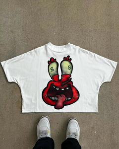 เสื้อยืดคอกลมทรงหลวม ผ้าคอตตอน 100% พิมพ์ลายดิจิทัล ถักทอ เป็นมิตรต่อสิ่งแวดล้อม น้ำหนักมาก ขายส่ง - Product Image 1