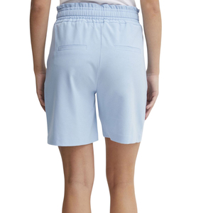 Shorts Bermuda en coton bleu clair taille haute avec cordon de serrage et poches, shorts de sport décontractés pour femmes - Product Image 2