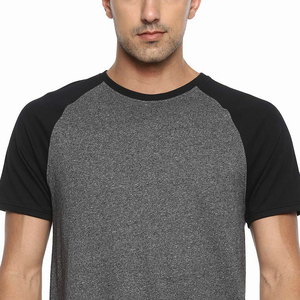 Men's <b>Raglan</b> <b>Sleeve</b> <b>T</b>-<b>Shirt</b> O-Neck Regular Fit Solid Color 100% Cotton Jersey Casual Wear <b>T</b>-<b>Shirt</b> Black Gray Blend <b>T</b>-<b>Shirt</b> - Product Image 5