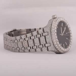 Reloj Elegante para Hombre con Diseño Personalizado, Totalmente Cubierto de Piedras Preciosas de Hip Hop, Movimiento de Cuarzo Moissanite y Esfera de Cristal - Product Image 4