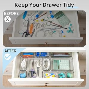 Set di 25 Contenitori e Scatole in Plastica Versatili in 4 Misure, Organizzatori per Cassetti da Ufficio, Vassoi e Accessori per una Conservazione Efficiente - Product Image 6