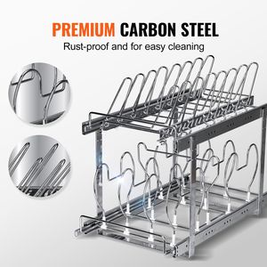 Organizzatore per Armadio a 2 Livelli Espandibile e Estraibile, Personalizzabile, con Divisori in Filo Metallico Regolabili per Padelle, Pentole, Teglie da Forno e Vassoi - Product Image 6