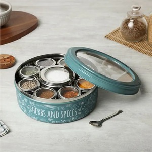 Top Quality <b>Metal</b> Spice Storage <b>Box</b> Decorative Lid Modern Kitchen Masala Organizer Handmade Container for Herbs Seasoning - Product Image 4