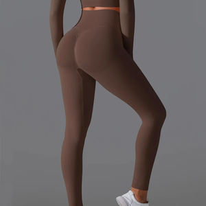 Conjunto de pantalones deportivos de fitness para otoño e invierno, traje de yoga de punto sin costuras transfronterizo, levanta glúteos, manga larga, color liso. - Product Image 5