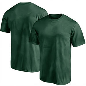 DROGEN EXPORTS T-shirt d'été sportif vert foncé uni pour homme en jersey 100 % coton, coupe classique, respirant et à séchage rapide - Product Image 1