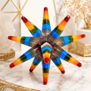 Estrella Merkaba de Cristal de Piedra Natural al por Mayor, Estrella Tallada de 12 Puntas con 7 Chakras, Gema Curativa de Cristal Unido - Product Image 5