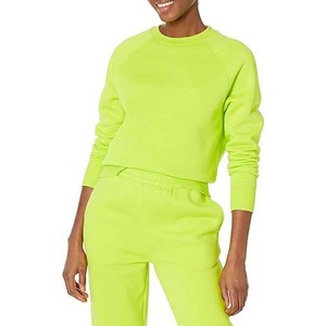 Sudadera de Cuello Redondo para Mujer, Color Sólido, Manga Larga, Tejida, Transpirable, de Algodón, para Otoño - Product Image 1