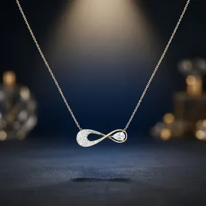 จี้เพชรเพาะเลี้ยงในห้องปฏิบัติการ ทองคำโรสโกลด์ 14K พร้อมสร้อยคอ น้ำหนัก 0.58 กะรัต รูปทรงกลมและทรงหยดน้ำ เครื่องประดับหรูหราสำหรับงานปาร์ตี้และงานหมั้น - Product Image 5